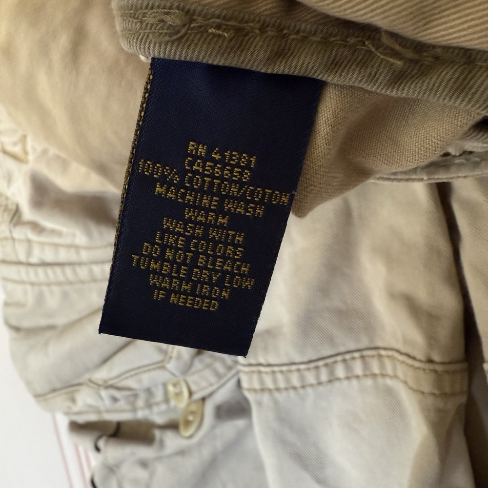 Polo Ralph Lauren Mens Size 34 Khaki Beige Classic Chino Cargo Shorts Utility - Picture 9 of 11